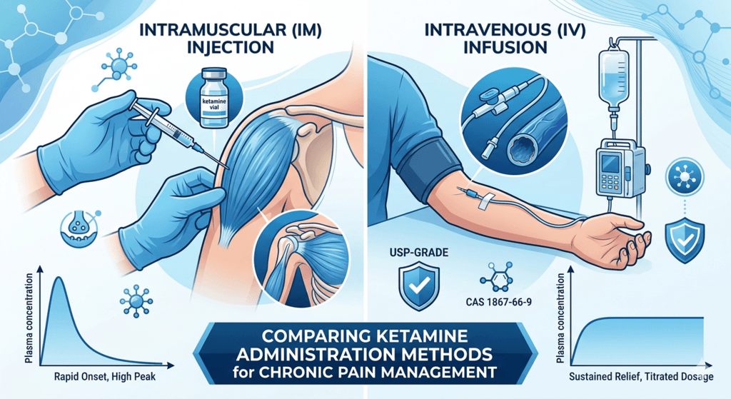 intramuscular ketamine injection vs iv infusion for chronic pain management chart
