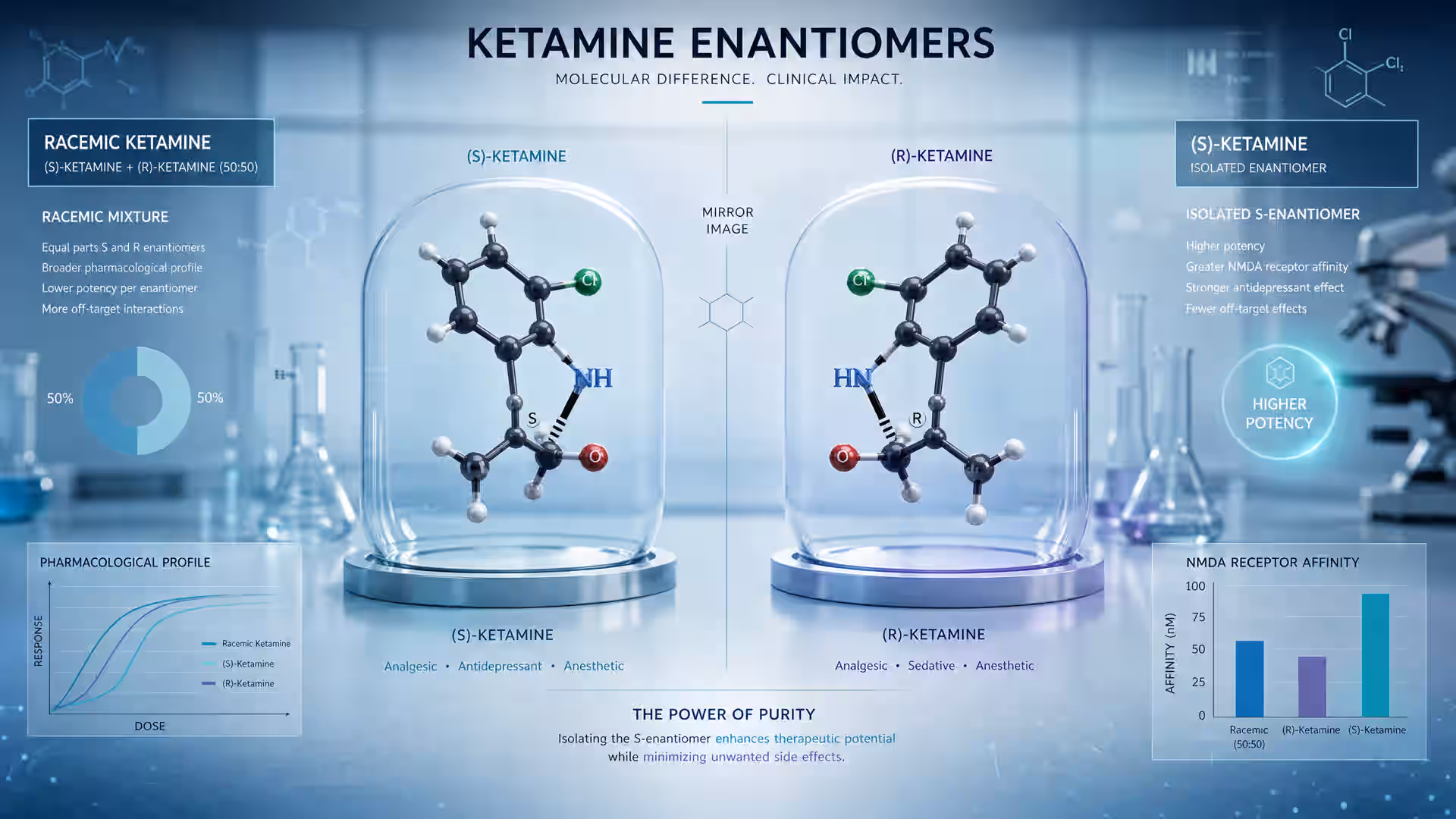 racemic ketamine vs s-enantiomer molecular structure comparison chart | Lyfeunit